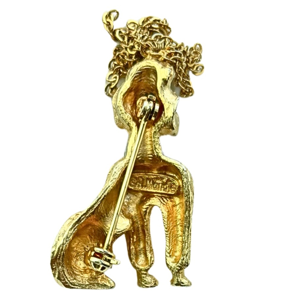 Vintage Robert Mandle Gold Tone Chain Hair Poodle Dog Brooch Pin MCM - Picture 3 of 3